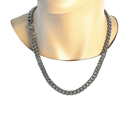 Stainless Steel Necklace and Bracelet, Miami Cuban Design, Polished, Raw
