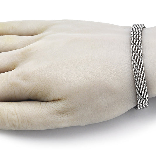 Stainless Steel Basic Bracelet, Bismark Design, Polished, Raw