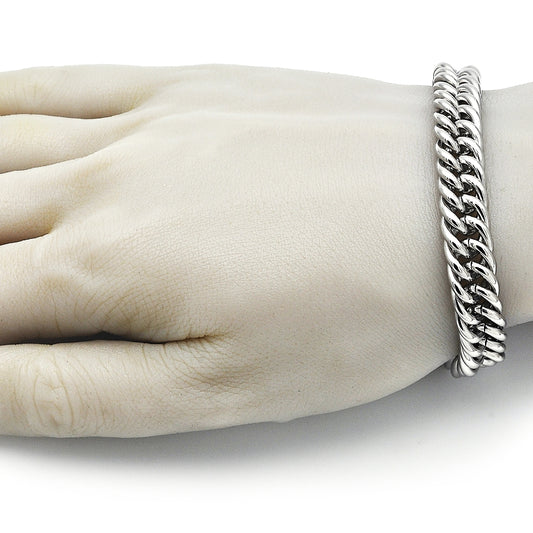 Stainless Steel Basic Bracelet, Miami Cuban Design, Polished, Raw