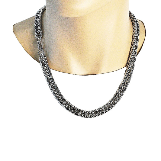 Stainless Steel Necklace and Bracelet, Miami Cuban Design, Polished, Raw