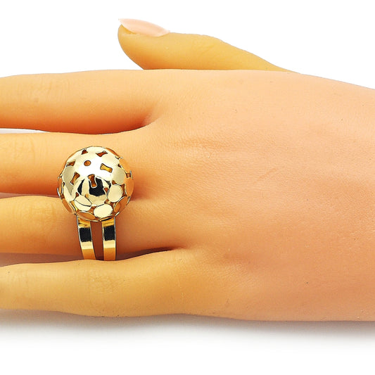 Oro Laminado Elegant Ring, Gold Filled Style Ball and Disco Design, Polished, Golden Finish