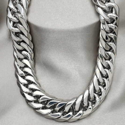 Stainless Steel Basic Necklace, Curb Design, Polished, Steel Finish
