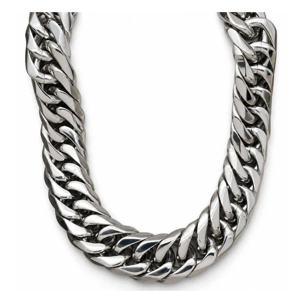 Stainless Steel Basic Necklace, Curb Design, Polished, Steel Finish