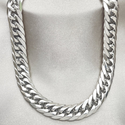 Stainless Steel Basic Necklace, Curb Design, Polished, Steel Finish
