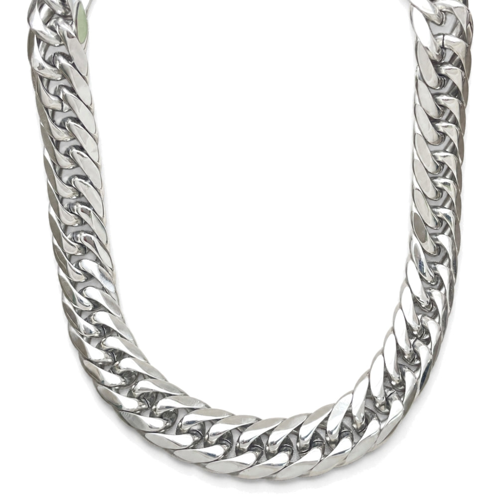 Stainless Steel Basic Necklace, Curb Design, Polished, Steel Finish
