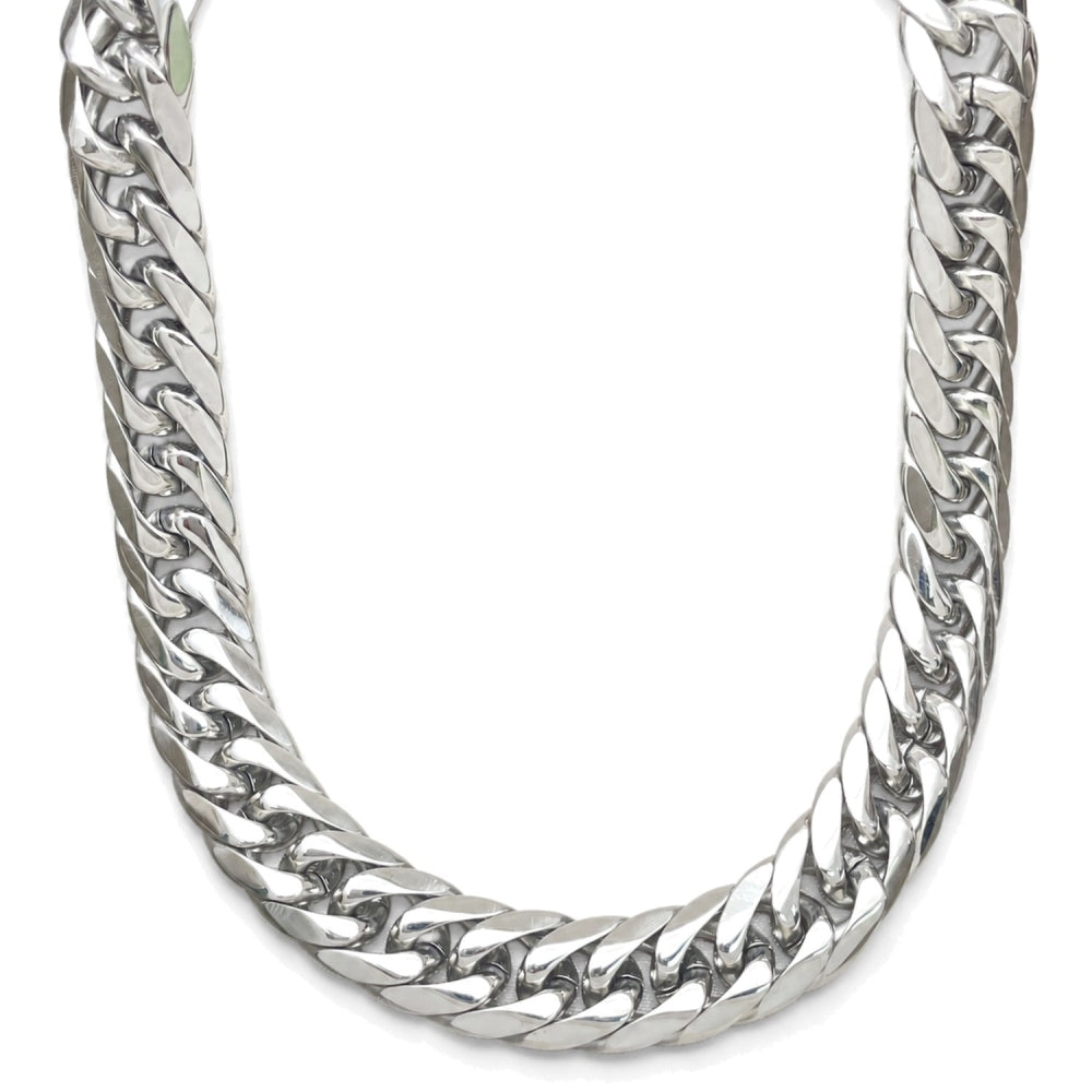 Stainless Steel Basic Necklace, Curb Design, Polished, Steel Finish