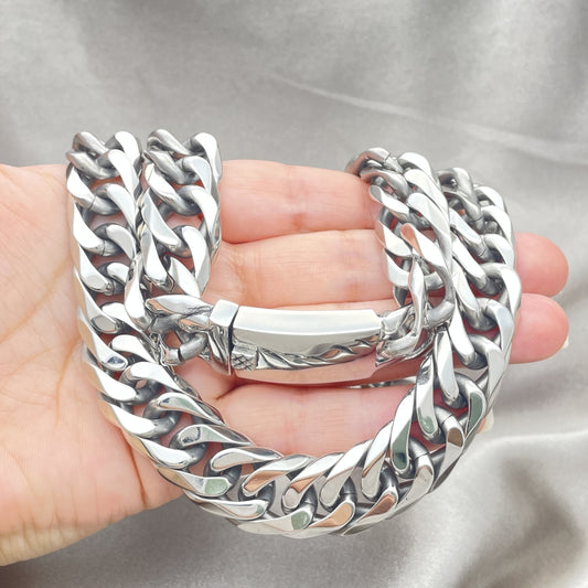 Stainless Steel Basic Necklace, Curb Design, Polished, Steel Finish