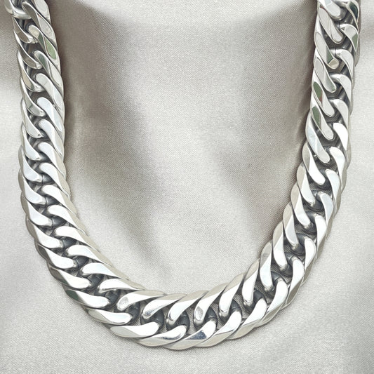 Stainless Steel Basic Necklace, Curb Design, Polished, Steel Finish