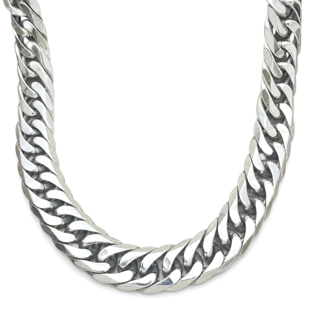 Stainless Steel Basic Necklace, Curb Design, Polished, Steel Finish