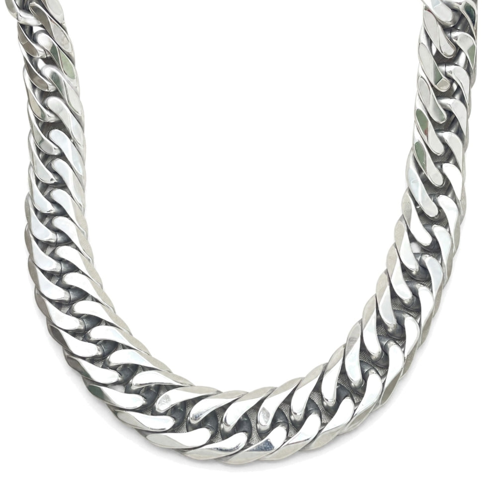 Stainless Steel Basic Necklace, Curb Design, Polished, Steel Finish