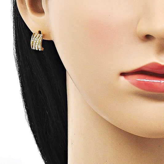Oro Laminado Stud Earring, Gold Filled Style with Ivory Pearl, Polished, Golden Finish