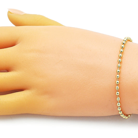 Oro Laminado Fancy Bracelet, Gold Filled Style Ball Design, Polished, Golden Finish