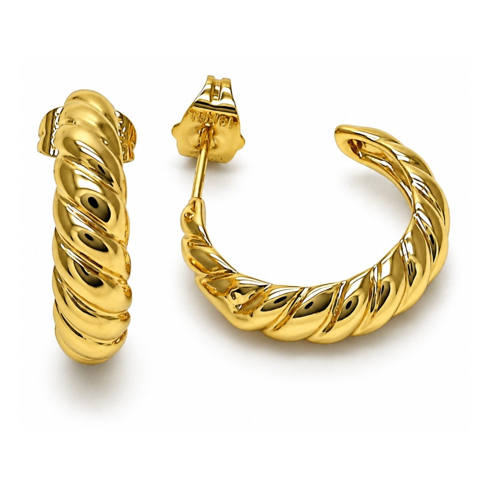 Oro Laminado Small Hoop, Gold Filled Style Diamond Cutting Finish, Golden Finish