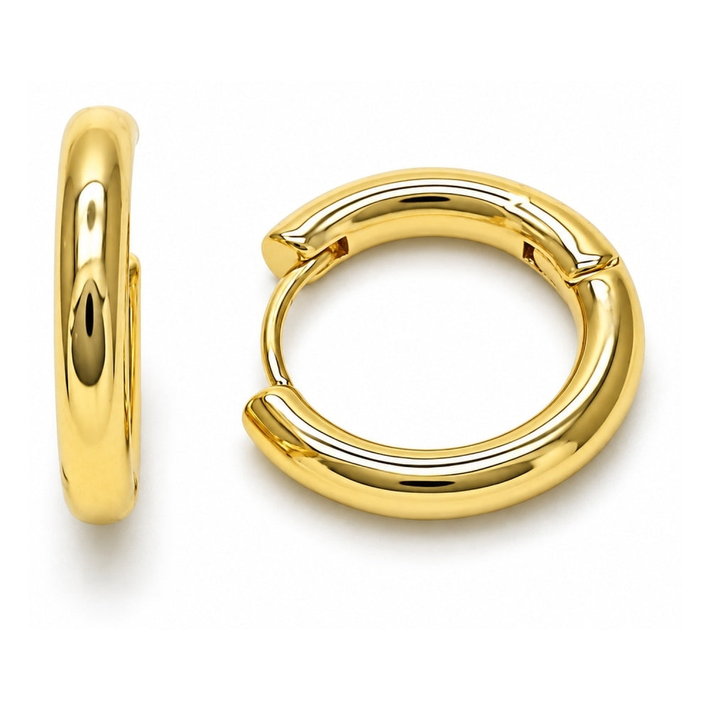 Oro Laminado Huggie Hoop, Gold Filled Style Polished, Golden Finish