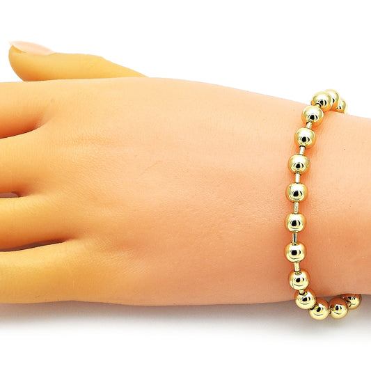 Oro Laminado Fancy Bracelet, Gold Filled Style Ball Design, Polished, Golden Finish
