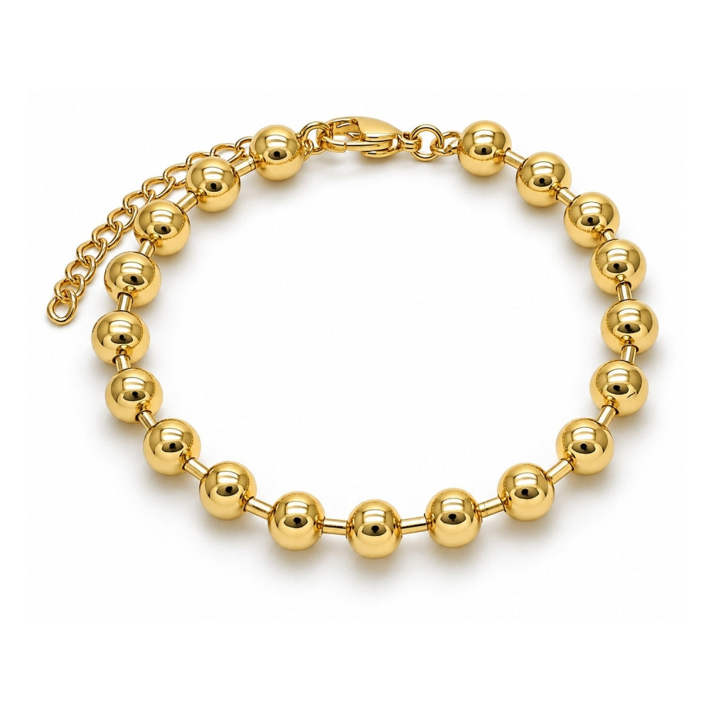 Oro Laminado Fancy Bracelet, Gold Filled Style Ball Design, Polished, Golden Finish