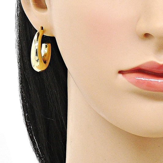 Oro Laminado Medium Hoop, Gold Filled Style Hollow Design, Polished, Golden Finish