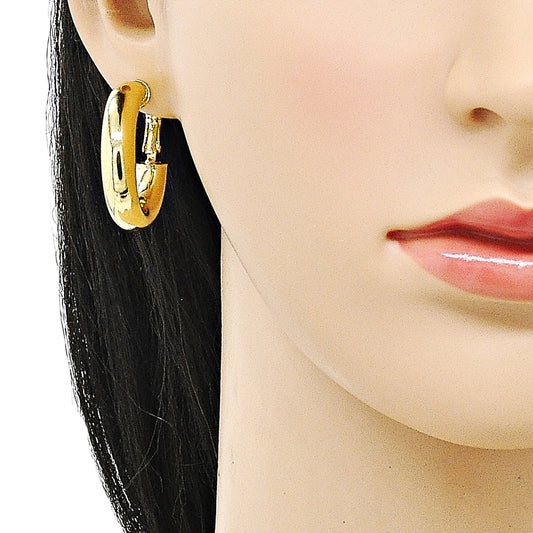 Oro Laminado Medium Hoop, Gold Filled Style Hollow Design, Polished, Golden Finish