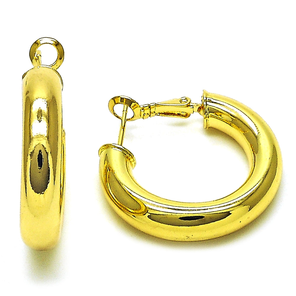 Oro Laminado Medium Hoop, Gold Filled Style Hollow Design, Polished, Golden Finish
