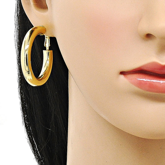 Oro Laminado Medium Hoop, Gold Filled Style Hollow Design, Polished, Golden Finish