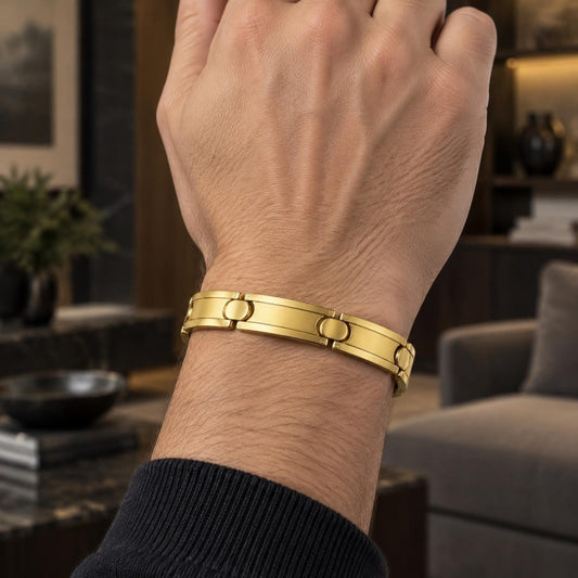 Stainless Steel Solid Bracelet, Polished, Golden Finish
