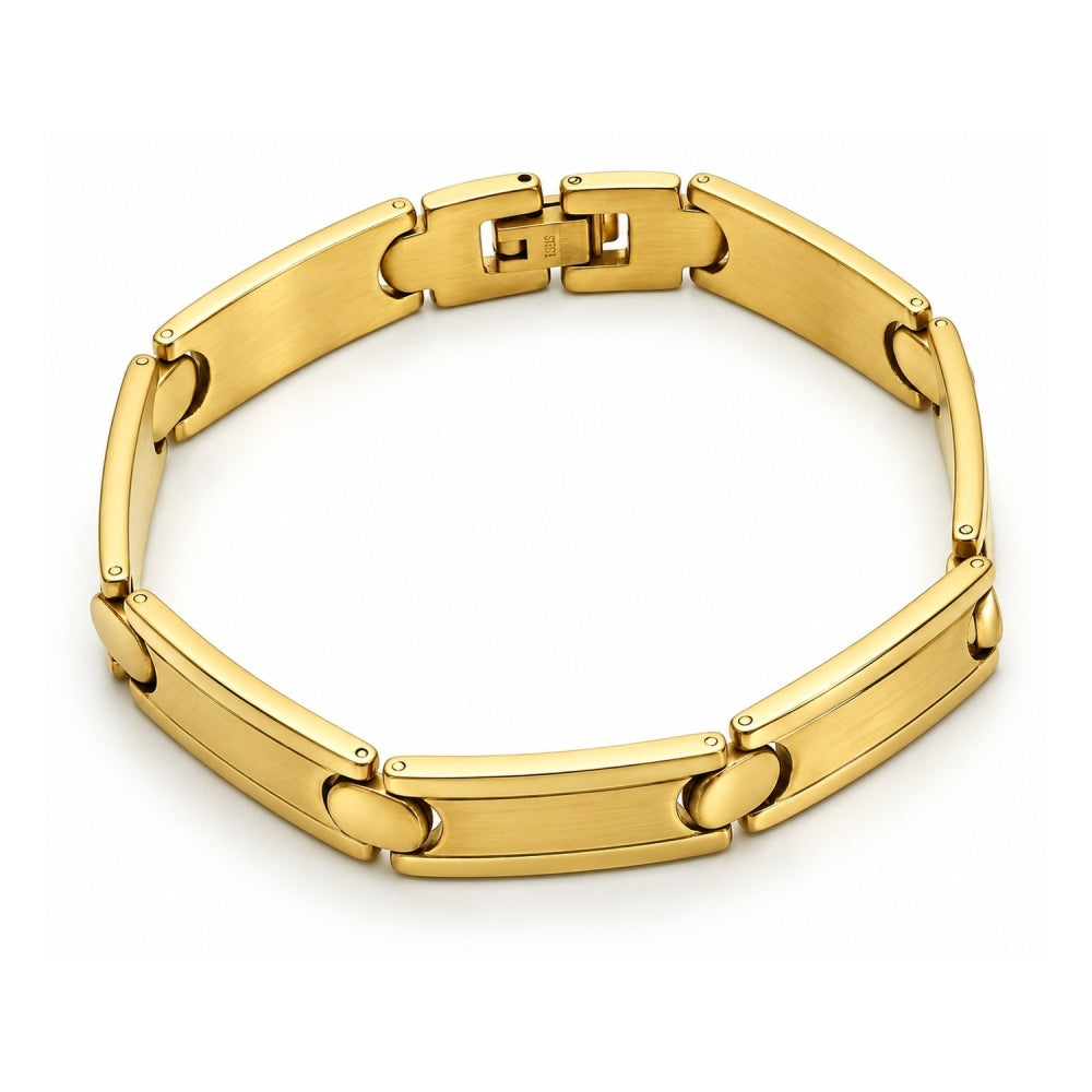 Stainless Steel Solid Bracelet, Polished, Golden Finish