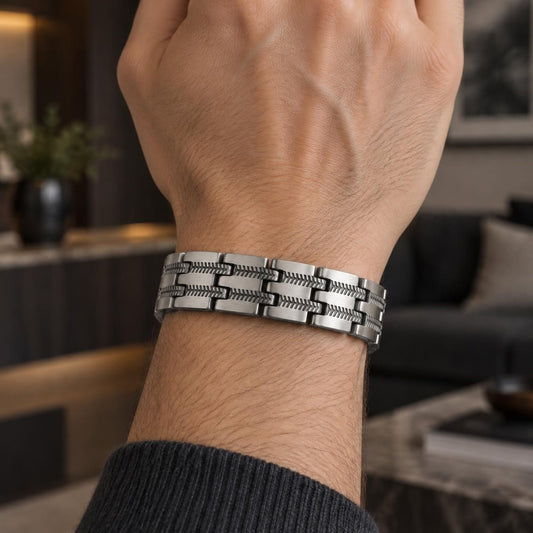 Stainless Steel Solid Bracelet, Polished, Steel Finish
