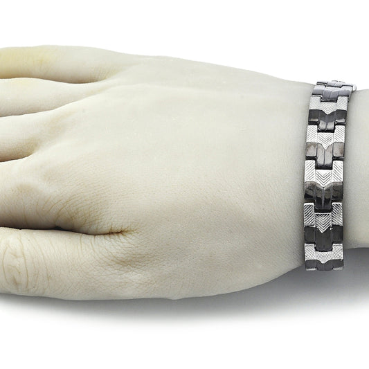 Stainless Steel Solid Bracelet, Polished, Two Tone