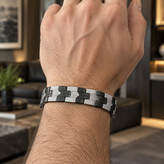Stainless Steel Solid Bracelet, Polished, Two Tone