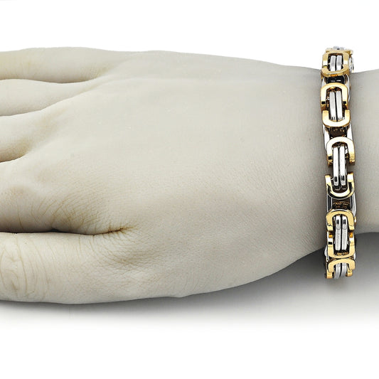 Stainless Steel Fancy Bracelet, Polished, Two Tone