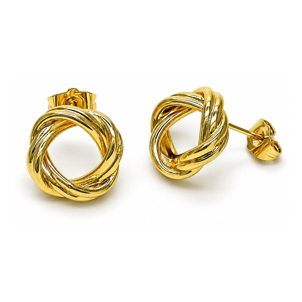 Oro Laminado Stud Earring, Gold Filled Style Love Knot Design, Polished, Golden Finish