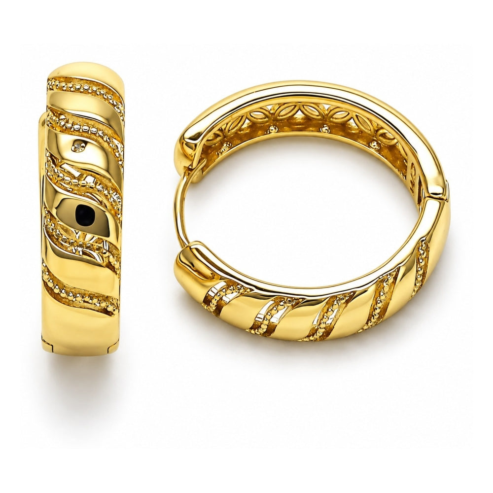 Oro Laminado Huggie Hoop, Gold Filled Style Butterfly Design, Polished, Golden Finish