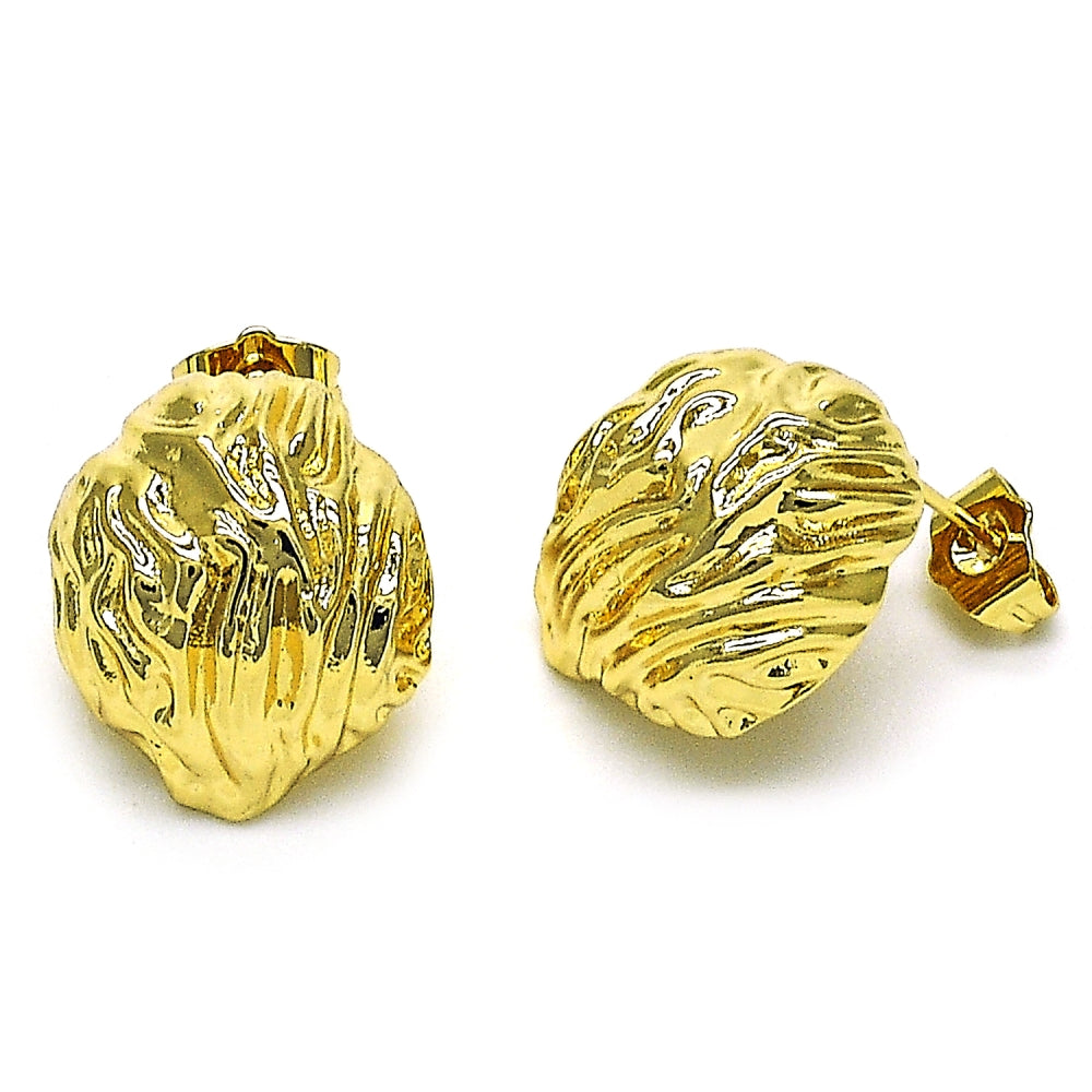 Oro Laminado Stud Earring, Gold Filled Style Polished, Golden Finish