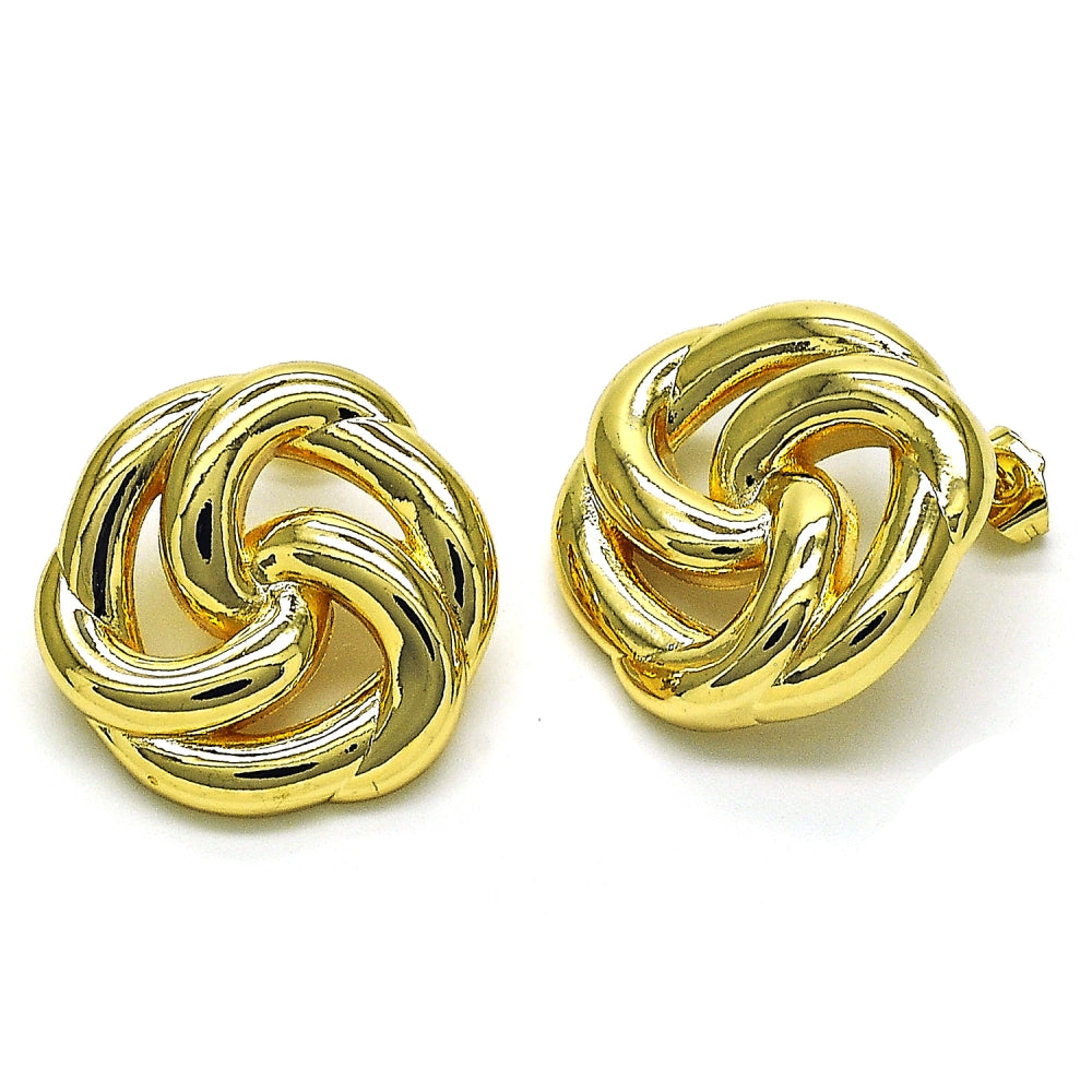 Oro Laminado Stud Earring, Gold Filled Style Polished, Golden Finish