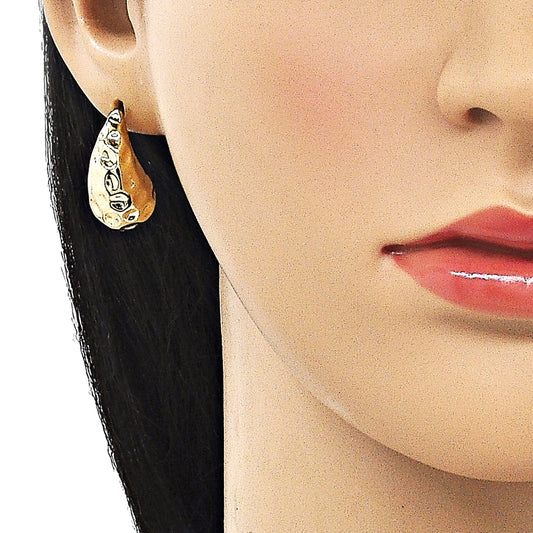 Oro Laminado Stud Earring, Gold Filled Style Polished, Golden Finish