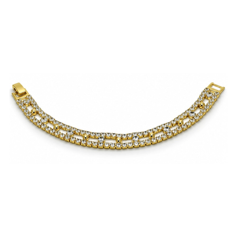 Oro Laminado Tennis Bracelet, Gold Filled Style with White Cubic Zirconia, Polished, Golden Finish