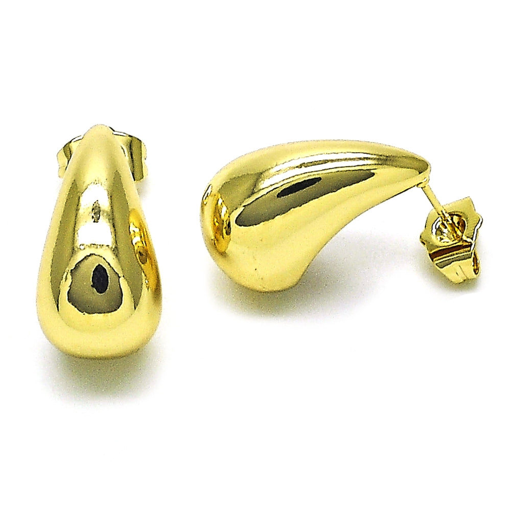 Oro Laminado Stud Earring, Gold Filled Style Polished, Golden Finish