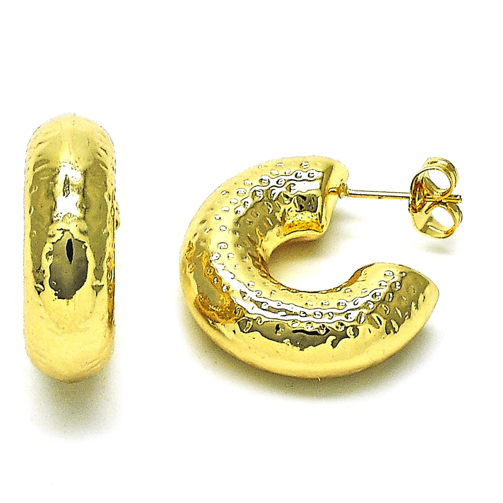 Oro Laminado Small Hoop, Gold Filled Style Hollow Design, Polished, Golden Finish