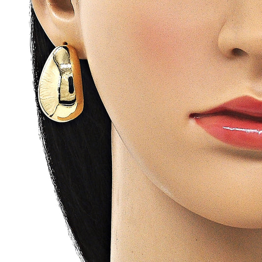 Oro Laminado Stud Earring, Gold Filled Style Polished, Golden Finish
