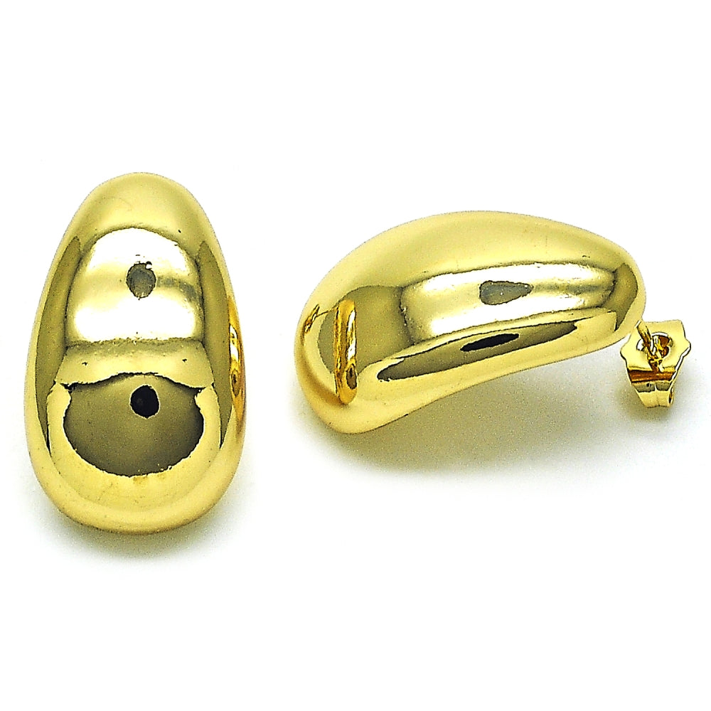 Oro Laminado Stud Earring, Gold Filled Style Polished, Golden Finish