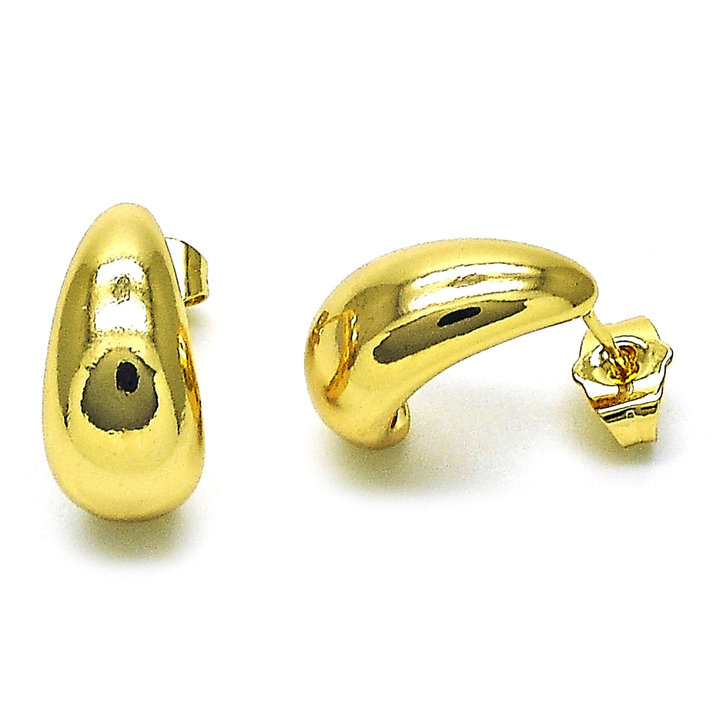 Oro Laminado Stud Earring, Gold Filled Style Polished, Golden Finish