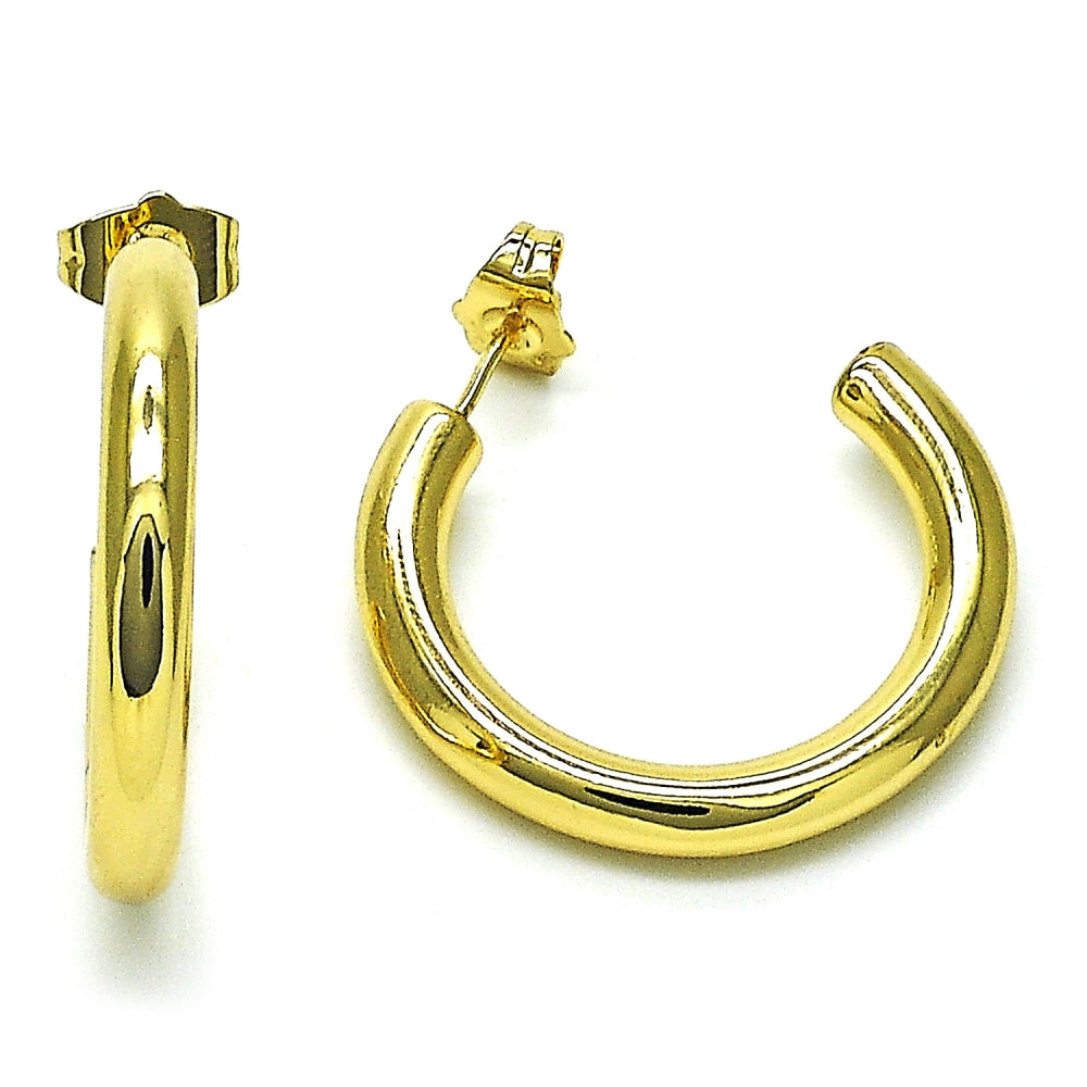 Oro Laminado Medium Hoop, Gold Filled Style Polished, Golden Finish