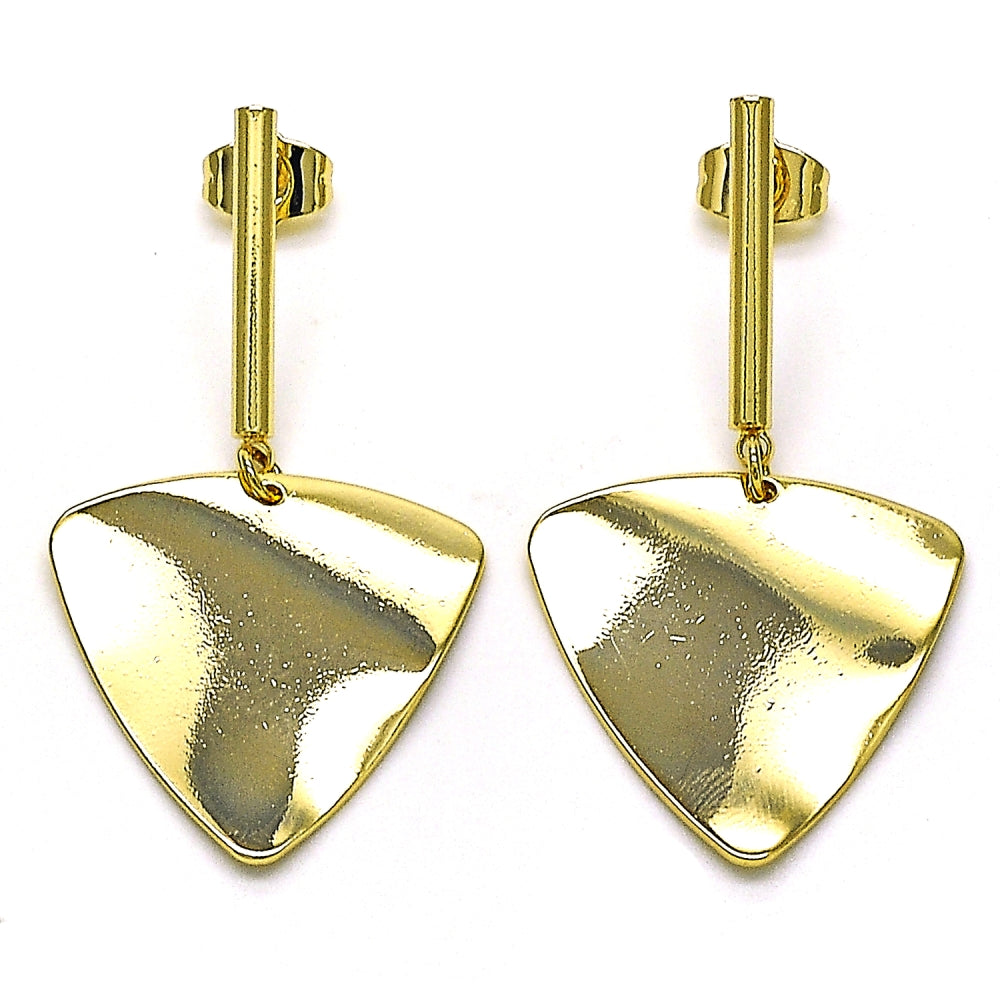 Oro Laminado Long Earring, Gold Filled Style Polished, Golden Finish