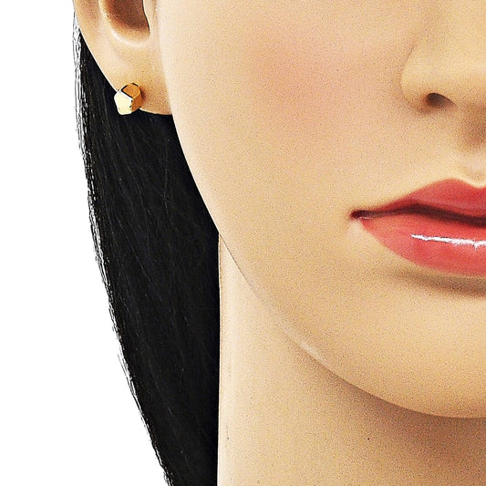 Oro Laminado Stud Earring, Gold Filled Style Polished, Golden Finish