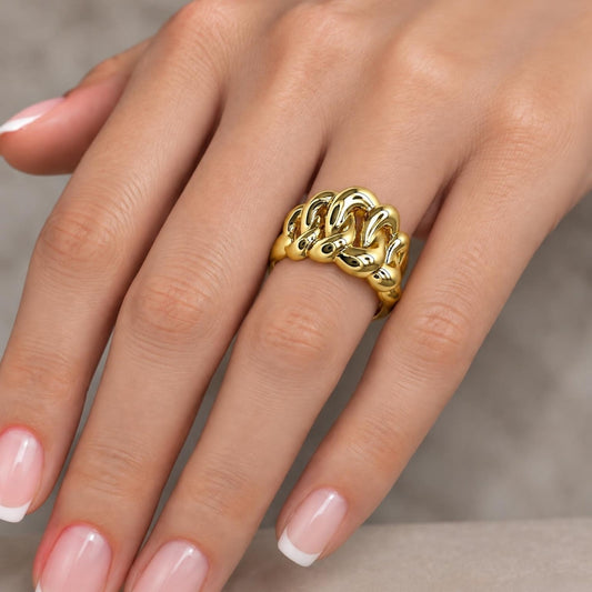 Oro Laminado Elegant Ring, Gold Filled Style Polished, Golden Finish