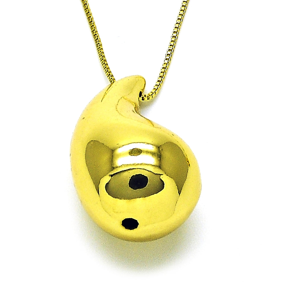 Oro Laminado Pendant Necklace, Gold Filled Style Teardrop Design, Polished, Golden Finish