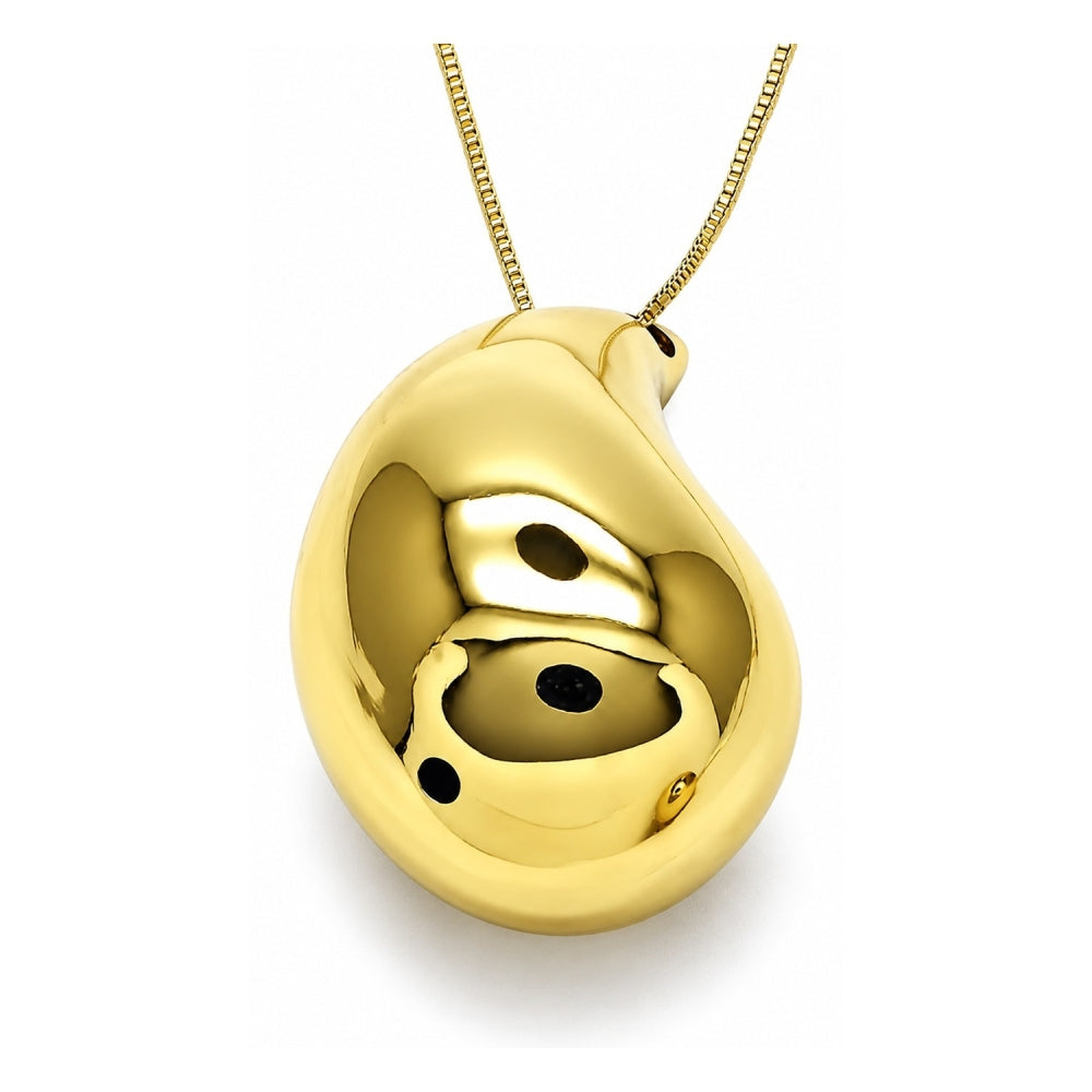 Oro Laminado Pendant Necklace, Gold Filled Style Teardrop Design, Polished, Golden Finish