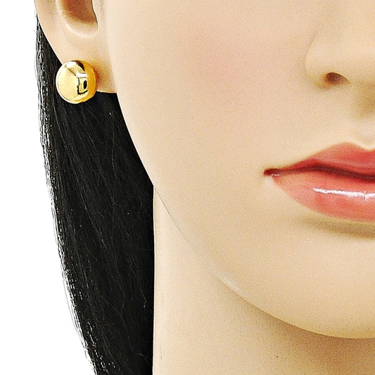 Oro Laminado Stud Earring, Gold Filled Style Ball and Hollow Design, Polished, Golden Finish