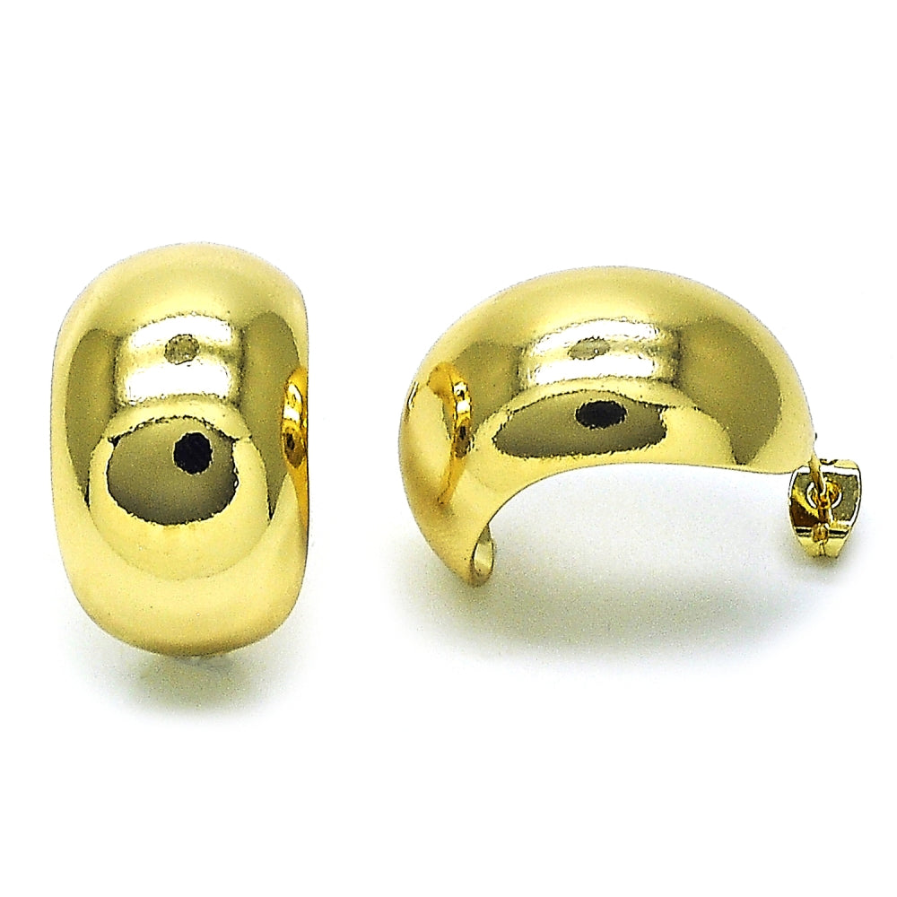 Oro Laminado Stud Earring, Gold Filled Style Ball Design, Polished, Golden Finish