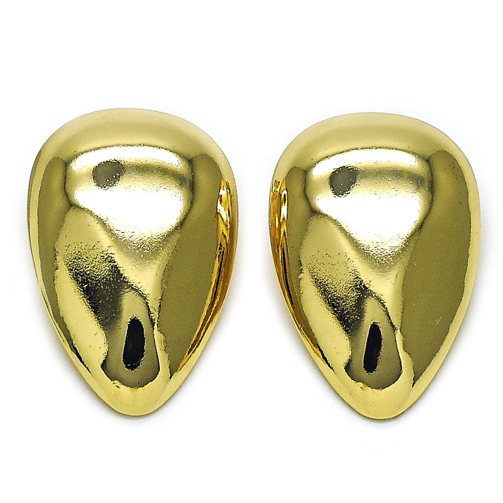 Oro Laminado Stud Earring, Gold Filled Style Teardrop Design, Polished, Golden Finish